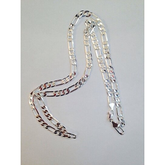 18K White Gold Figaro Chain Necklace