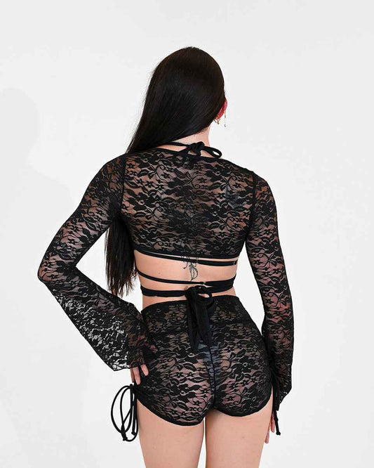 Lace Bikini and Shrug Top