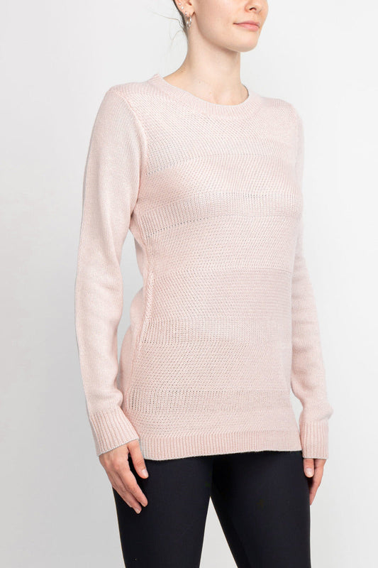 Lissy Crew Neck Long Sleeve Solid Knit Top by Curated Brands