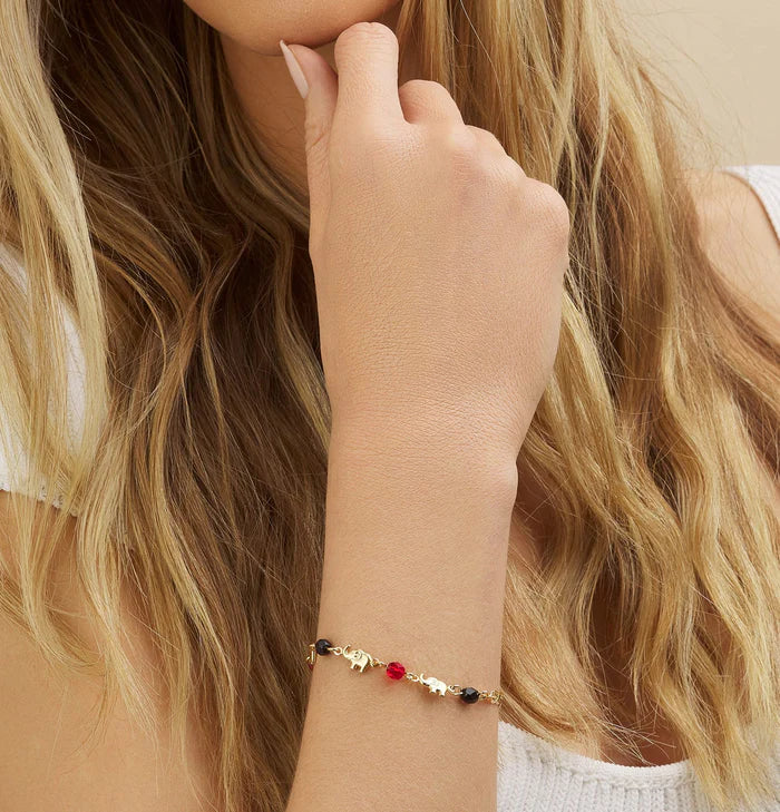 RMZ GOLD NYC 18K Gold Plated Red & Black Mariner Bracelet