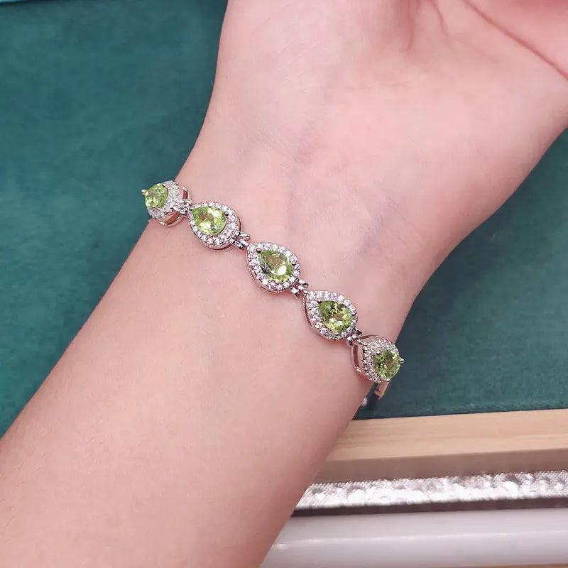 Olivine Inlaid Bracelet for Women