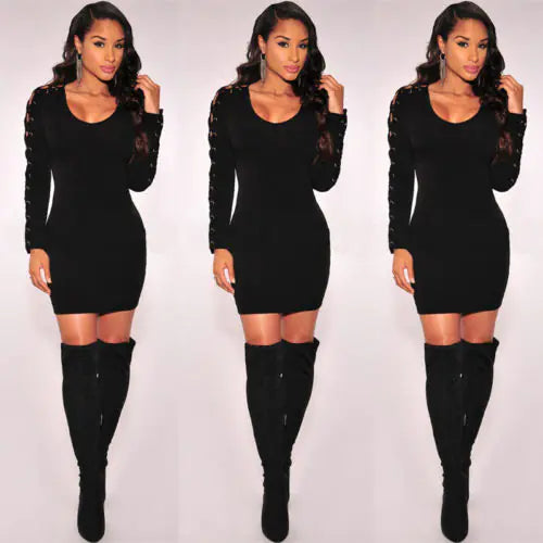 Sexy Bandage Bodycon Long Sleeve Evening Dress