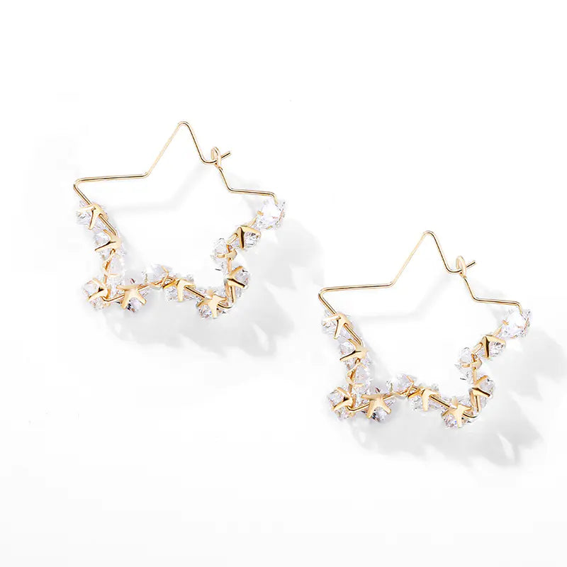Stylish Geometric Star Design Big Hoop Earrings for Women