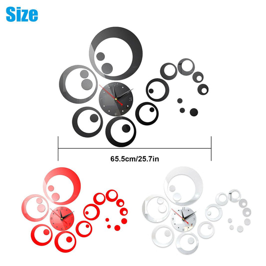 3D DIY Home Modern Large Wall Clock Sticker Home Room Decor Art Decor22 - Red _mkpt44 by Js House