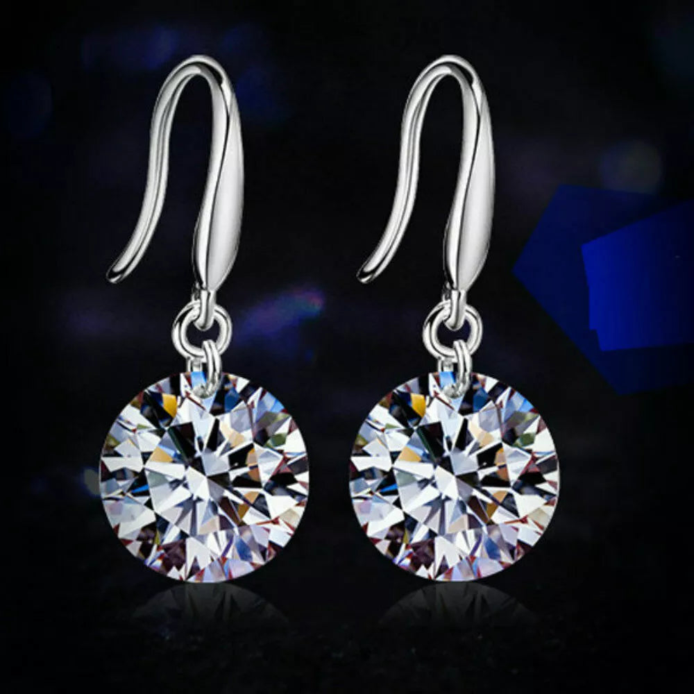 18k Gold Plated Earrings Drop Dangle Women Crystal Stud Cz Hoop White Jewelry