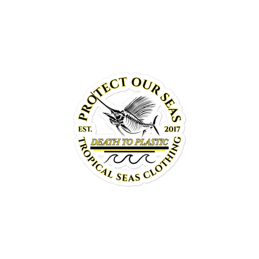 Death to Plastic stickers by Tropical Seas Clothing