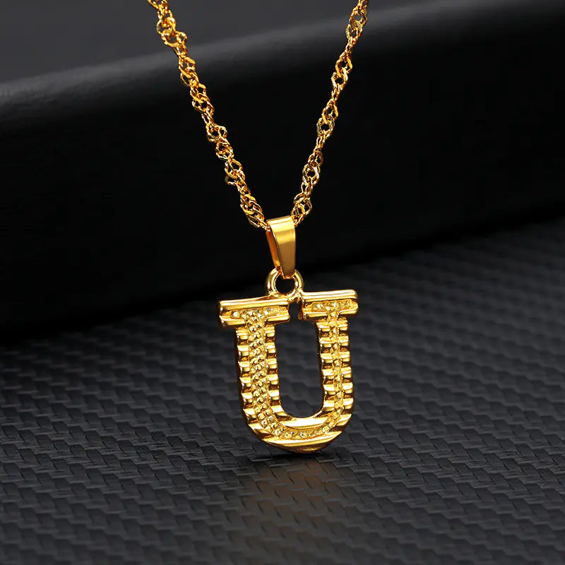 Gold-Plated 26 English Letters Pendant Necklace