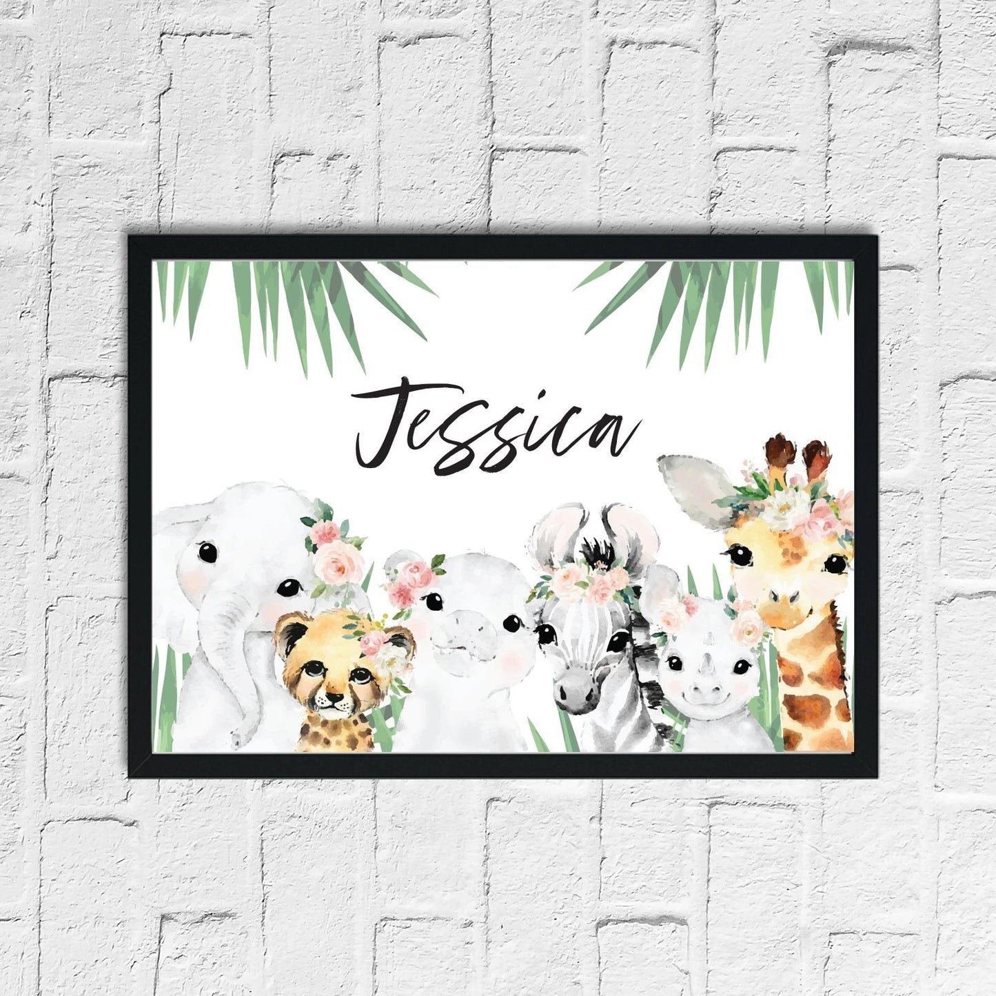 Personalised Wild Zoo Animals Children's Room Wall Decor Print by WinsterCreations™ Official Store