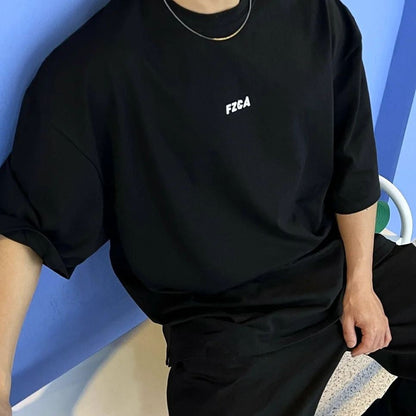 Men's Plus Size Letter Round Neck Half Sleeve T-Shirt