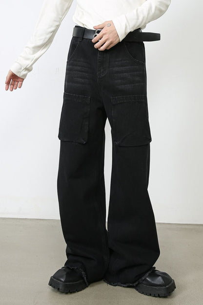 Men's Wide Leg Jeans with Pockets