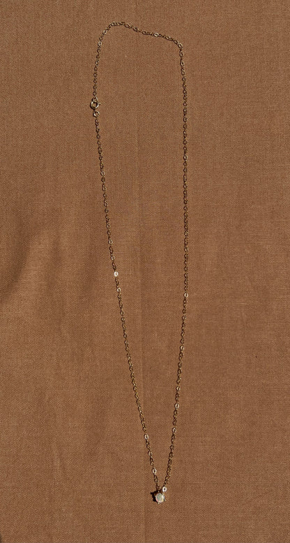 14k Yellow Gold White Opal Necklace by Toasted Jewelry