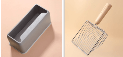 Metallic Cat Litter Scoop Set - Stylish Pet Waste Cleaning Tool With Wooden Handle by Dog Hugs Cat