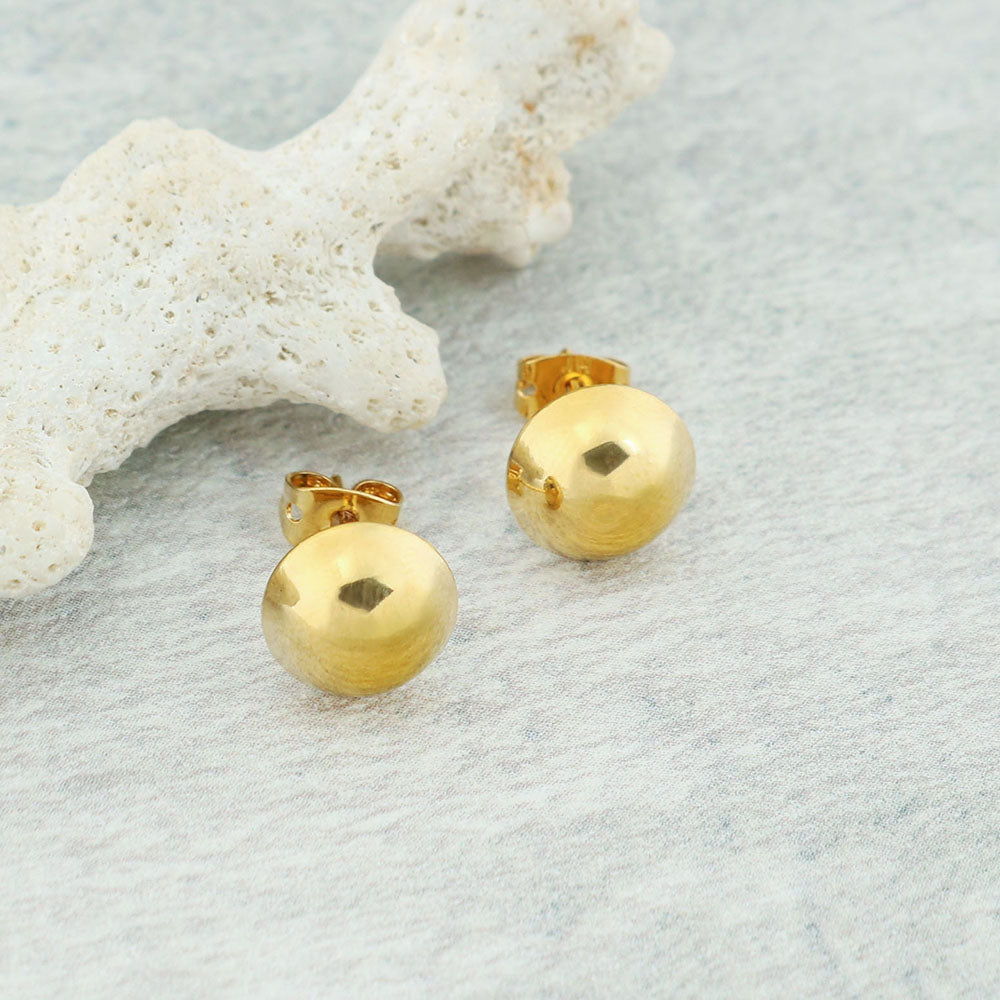 RMZ GOLD NYC 18k Gold Half Ball Stud Earrings
