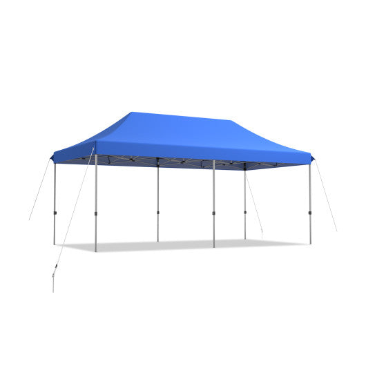 10 x 20 Feet Adjustable Folding Heavy Duty Sun Shelter with Carrying Bag-Blue