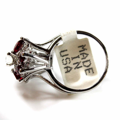 Vintage Jewelry Austrian Crystal Cocktail Ring 18k White Gold Electroplated by PVD Vintage Jewelry