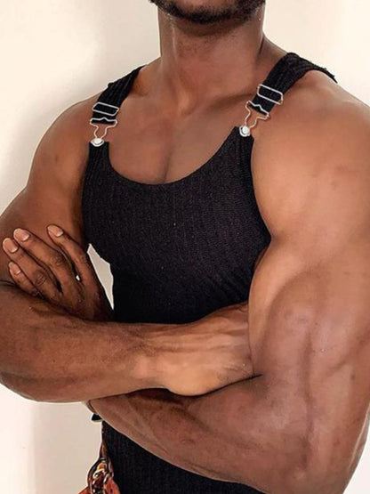 Men's Full Size Side Cutout Round Neck Tank Plus Size