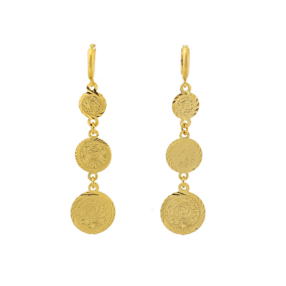 14K Yellow Gold Hanging Coin Earrings