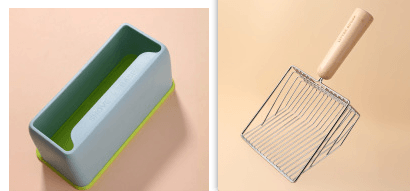 Metallic Cat Litter Scoop Set - Stylish Pet Waste Cleaning Tool With Wooden Handle by Dog Hugs Cat