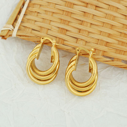14K Gold Mate Triple Hoop Earrings (Copy)