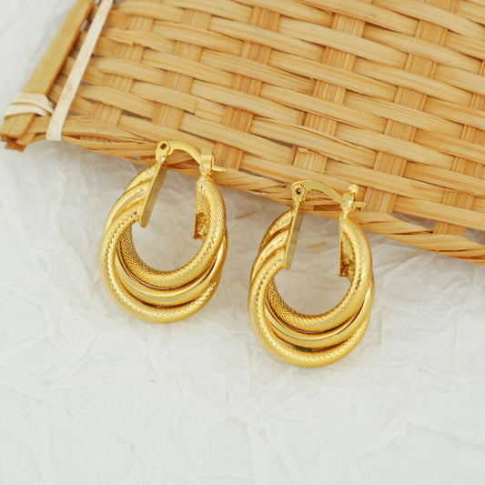 14K Gold Mate Triple Hoop Earrings (Copy)