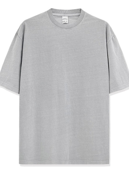 Men's Full Size Round Neck Washed T-Shirt Plus Size