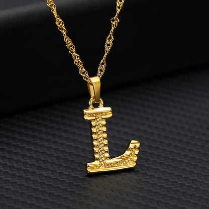 Gold-Plated 26 English Letters Pendant Necklace