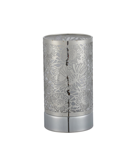 7" touch lamp-Fragrance Wax Melts Warmer -Electric Candle Essential Oil Burner-Metal Silver Sunflower Table Decor by Peterson Housewares & Artwares