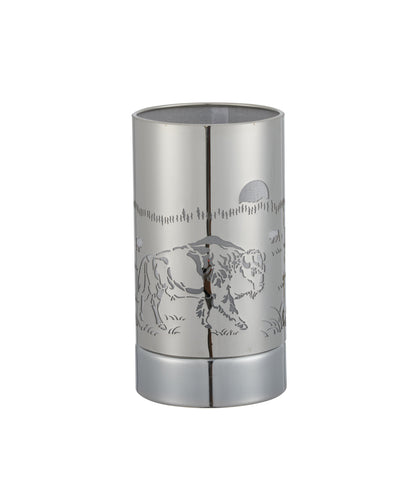 7" touch lamp-Fragrance Wax Melts Warmer -Electric Candle Essential Oil Burner-Metal Silver Bison Table Decor by Peterson Housewares & Artwares