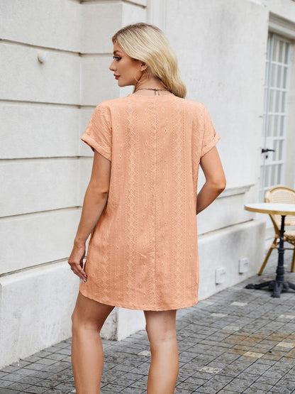 Round Neck Short Sleeve Mini Dress