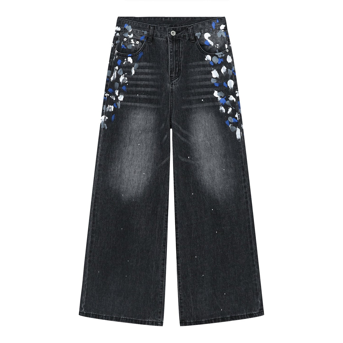 Watercolor Wide Leg Jeans with Pockets