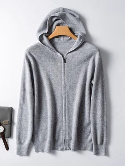 Men's Plus Size Zip Up Long Sleeve Hooded Cardigan