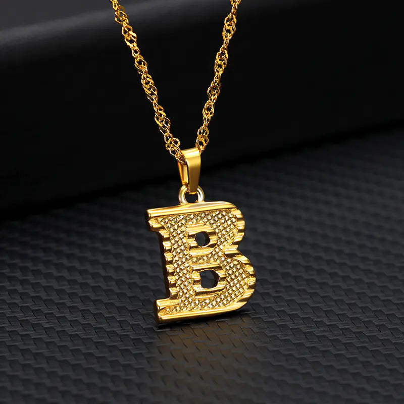 Gold-Plated 26 English Letters Pendant Necklace
