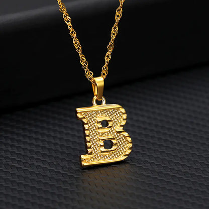 Gold-Plated 26 English Letters Pendant Necklace