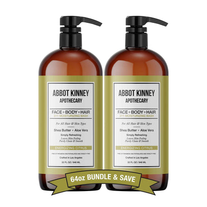 2 PACK - Men's 3-in-1 Moisturizing Shampoo, Conditioner, and Body Wash - Energizing Citrus 32oz by Abbot Kinney Apothecary by  Los Angeles Brands