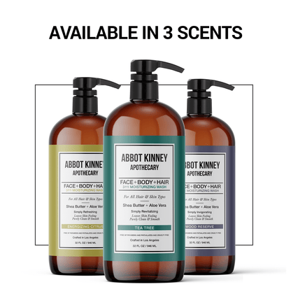 2 PACK - Men's 3-in-1 Moisturizing Shampoo, Conditioner, and Body Wash, Tea Tree 32oz by Abbot Kinney Apothecary by  Los Angeles Brands
