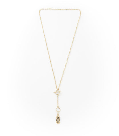Ruchi Evil Eye Charm Gold Dainty Drop Lariat Necklace by Matr Boomie