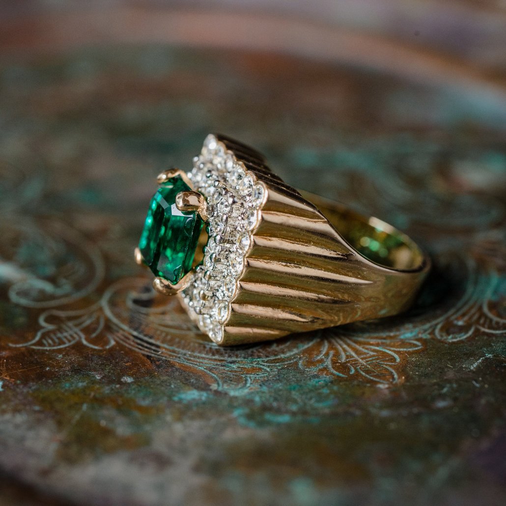 Vintage Austrian Crystal Cocktail Ring 18k Yellow or White Gold Electroplated Women's Birthstne RingMade in USA by PVD Vintage Jewelry