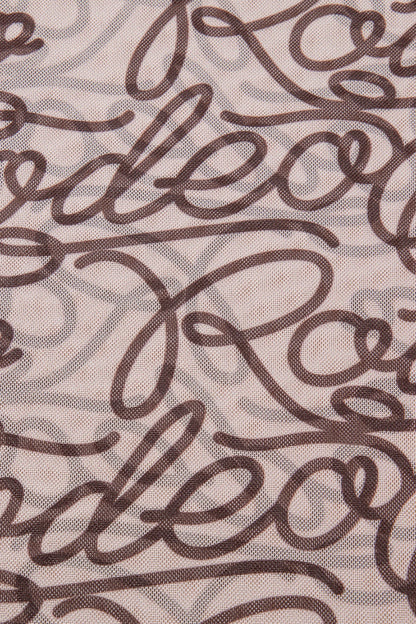 Printed Round Neck Short Sleeve Mesh T-Shirt