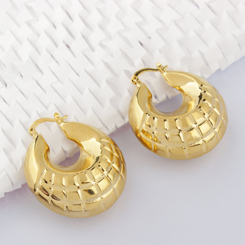 RMZ GOLD NYC 14k Gold Puffy Bamboo Nugget Hoop Earrings