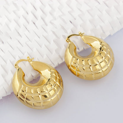 RMZ GOLD NYC 14k Gold Puffy Bamboo Nugget Hoop Earrings