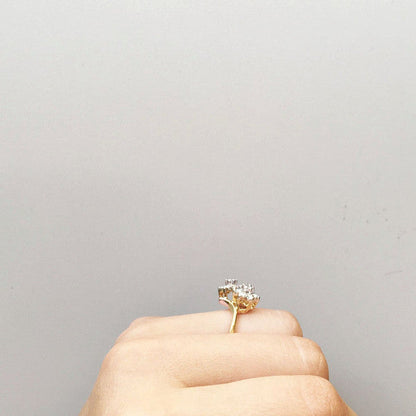 Women's Vintage 1970s Star Flower Cluster Ring set with Genuine Ruby or Austrian Crystals Made in USA by PVD Vintage Jewelry