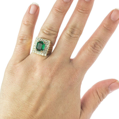 Vintage Austrian Crystal Cocktail Ring 18k Yellow or White Gold Electroplated Women's Birthstne RingMade in USA by PVD Vintage Jewelry