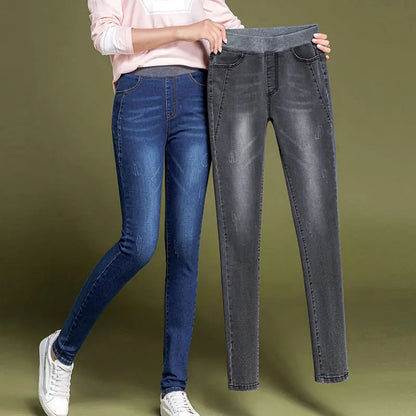 High-Waisted Stretchy Women's Jeans in Four Colors
