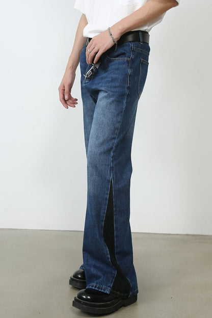 Men's Contrast Bootcut Jeans with Pockets
