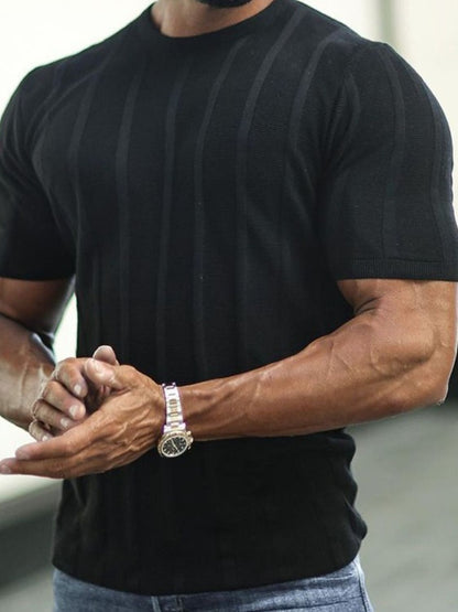 Men's Plus Size Striped Round Neck Short Sleeve T-Shirt