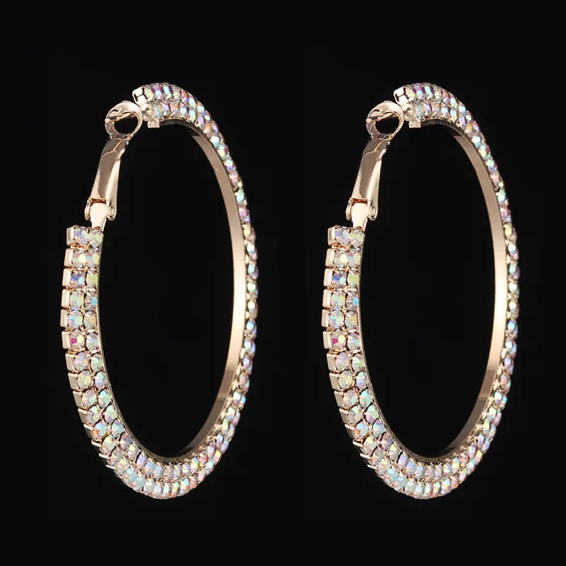 Luxury Round Crystal Hoop Earrings for Women