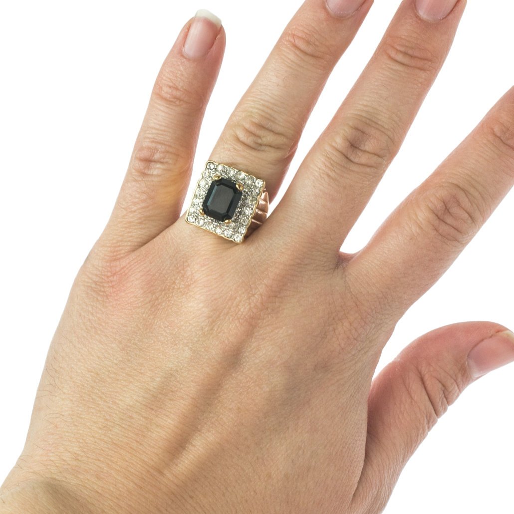 Vintage Austrian Crystal Cocktail Ring 18k Yellow or White Gold Electroplated Women's Birthstne RingMade in USA by PVD Vintage Jewelry