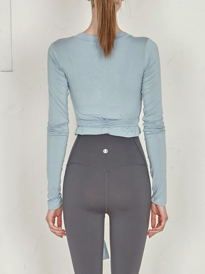 Tied Surplice Long Sleeve Top