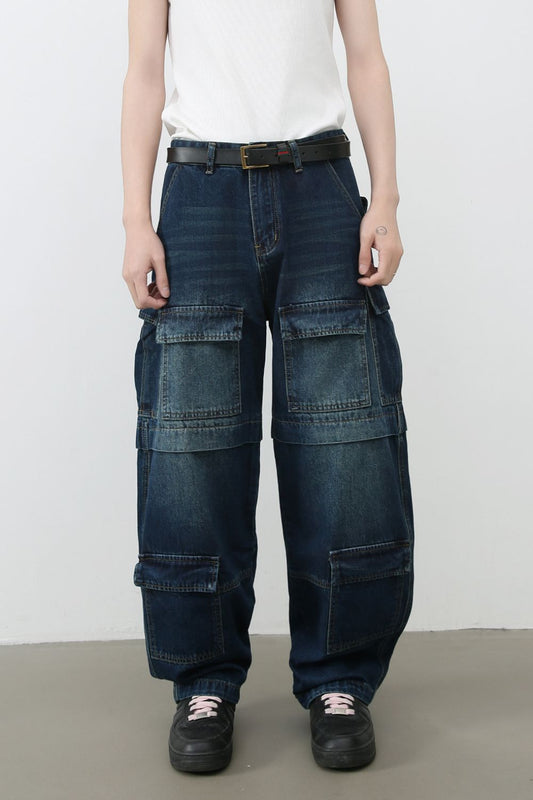 Men's Mid Rise Jeans with Cargo Pockets