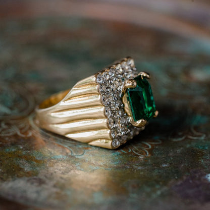 Vintage Austrian Crystal Cocktail Ring 18k Yellow or White Gold Electroplated Women's Birthstne RingMade in USA by PVD Vintage Jewelry